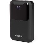 Батарея універсальна 10000 mAh Display soft touch black, Vinga: ціни та характеристики