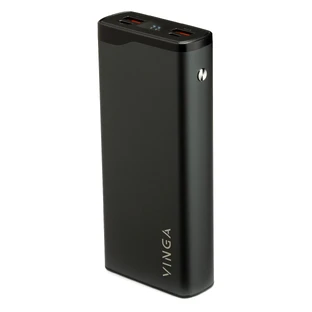 Батарея універсальна 20000 mAh QC3.0+PD 3 ports LCD metal, Vinga