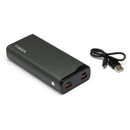 Батарея універсальна 20000 mAh QC3.0+PD 3 ports LCD metal, Vinga: ціни та характеристики