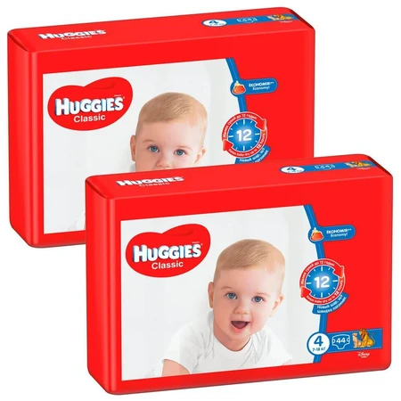 Підгузки Huggies Classic, розмір 4, 7-18 кг, 88 шт.: ціни та характеристики