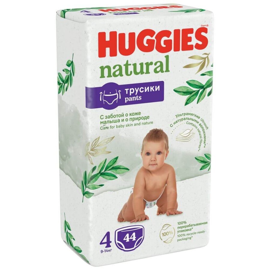 Підгузки-трусики Huggies Natural, розмір 4, 9-14 кг, 44 шт.: ціни та характеристики