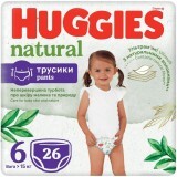 Подгузники-трусики Huggies Natural, размер 6, от 15 кг, 26 шт.