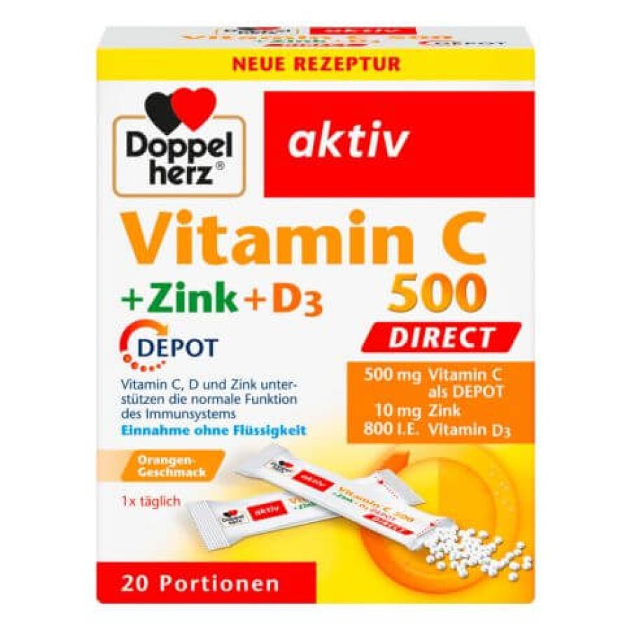 Гранули Vitamin C 500 + Zink + D3 Depot DoppelHerz, саше, №20: цены и характеристики