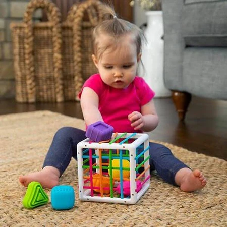 Розвиваюча іграшка Fat Brain Toys Куб-сортер зі стінками-шнурочками InnyBin: ціни та характеристики