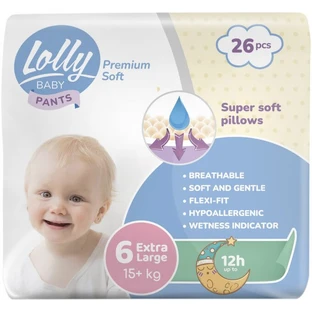 Подгузники-трусики Lolly Premium Soft Extra Large 6 (15+ кг) 26 шт
