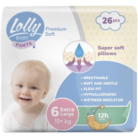 Подгузники-трусики Lolly Premium Soft Extra Large 6 (15+ кг) 26 шт