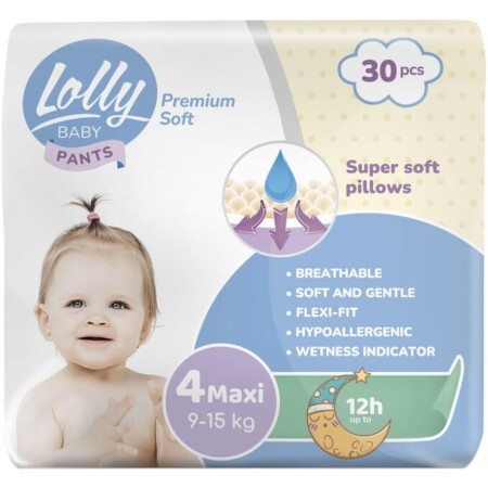 Подгузники-трусики Lolly Premium Soft Maxi 4 (9-15 кг), 30 шт.
