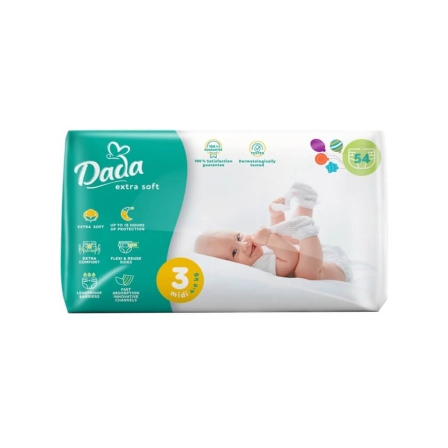 Подгузники Dada Extra Soft 3 (4-9 кг) 54 шт.: цены и характеристики