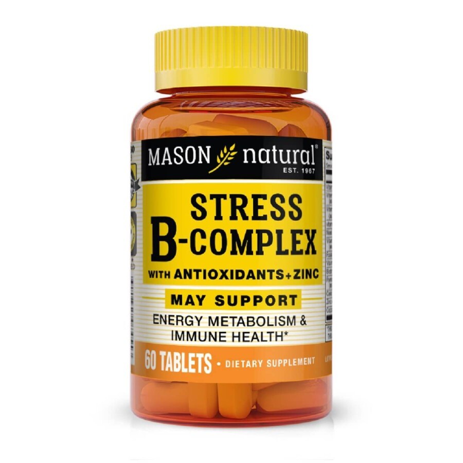 B-комплекс від стресу з антиоксидантами та цинком, Stress B-Complex With Antioxidants + Zinc, Mason Natural, 60 таблеток: ціни та характеристики