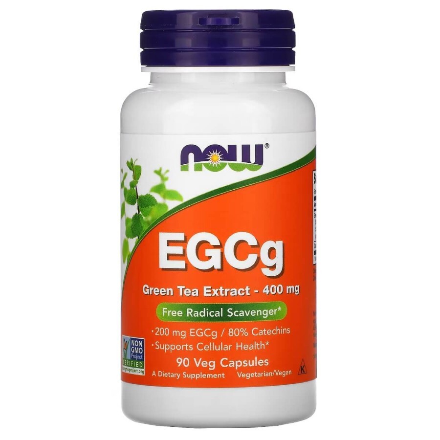 EGCG Екстракт Листя Зеленого Чаю 400 мг, Green Tea Extract, Now Foods, 90 вегетаріанських капсул: ціни та характеристики