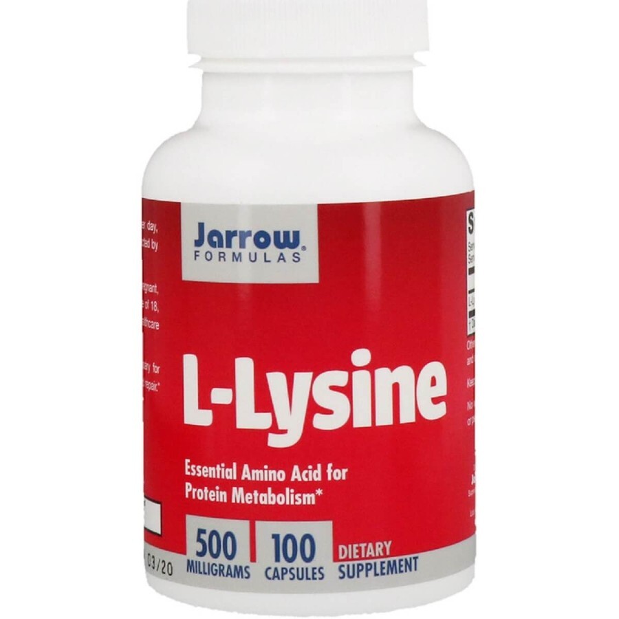 L-Лізин, L-Lysine, Jarrow Formulas, 500 мг, 100 Капсул: ціни та характеристики