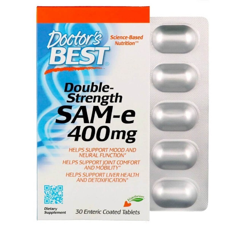 SAM-e (S-Аденозілметіонін) 400 мг, Doctor's Best, 30 таблеток: ціни та характеристики