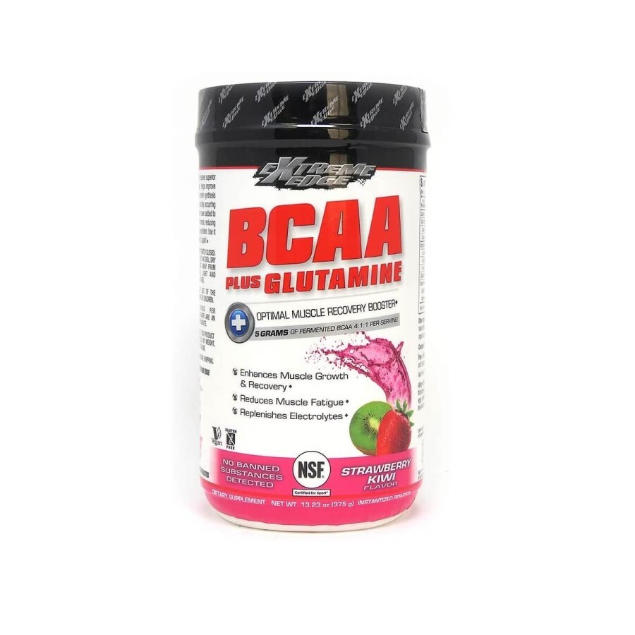 Амінокислоти BCAA з глютамином, смак полуниці та ківі, Extreme Edge BCAA + Glutamine Powder, Strawberry Kiwi, Bluebonnet Nutrition, 375 г (13,23 Унції): ціни та характеристики