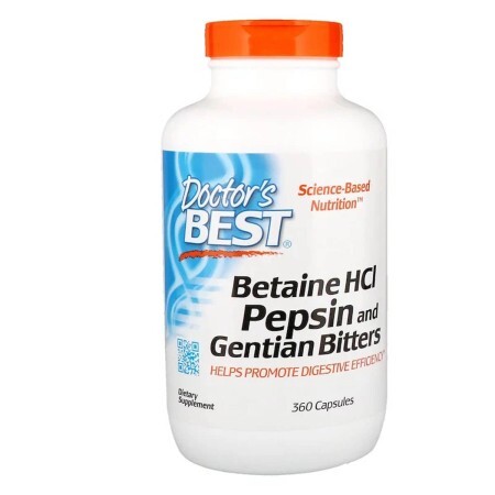 Бетаїн HCL і Пепсин, Betaine HCL & Pepsin, Doctor's Best, 360 капсул