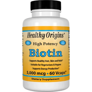 Біотин (В7) 5000 мкг, Healthy Origins, 60 гелевих капсул