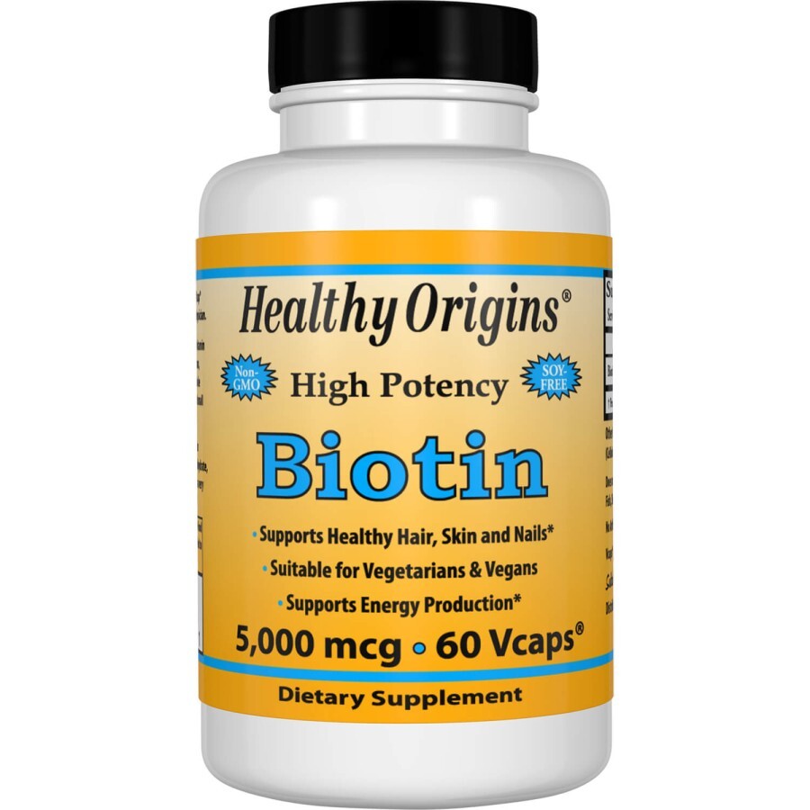 Біотин (В7) 5000 мкг, Healthy Origins, 60 гелевих капсул: ціни та характеристики