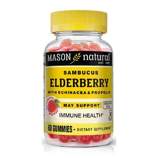 Бузина з ехінацеєю та прополісом, Elderberry With Echinacea & Propolis, Mason Natural, 60 жувальних цукерок