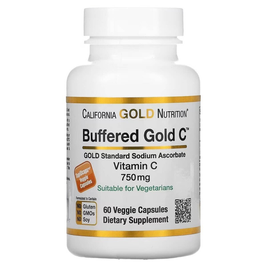 Буферизированный Витамин C, 750 мг, Buffered Gold C, Standard Sodium Ascorbate, Vitamin C, California Gold Nutrition, 60 вегетарианских капсул: цены и характеристики