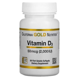 Вітамін D3, 2000 МО, Vitamin D3, California Gold Nutrition, 90 капсул з риб'ячого желатину