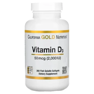 Витамин D3, 50 мкг, Vitamin D3, Калифорния Gold Nutrition, 360 желатиновых капсул