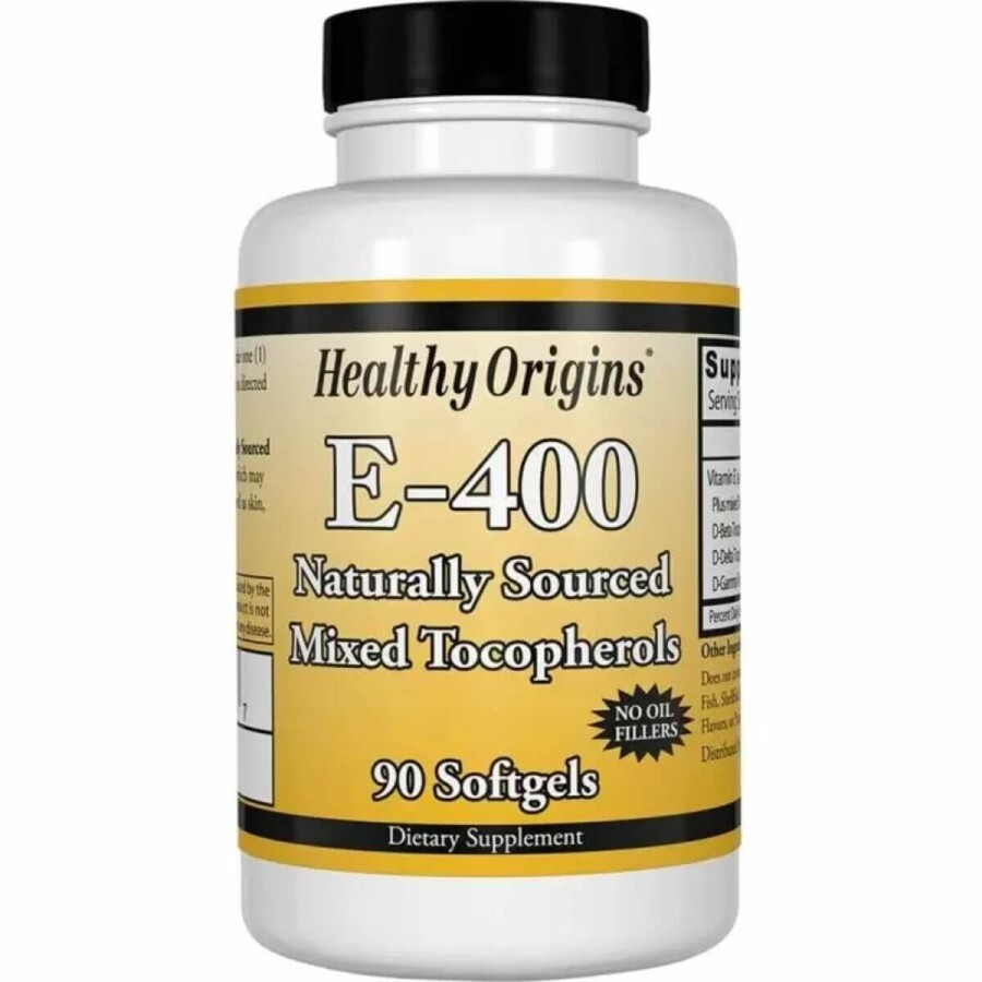 Вітамін E, Суміш Токоферолів, Vitamin E 400 МЕ, Healthy Origins, 90 капсул: ціни та характеристики