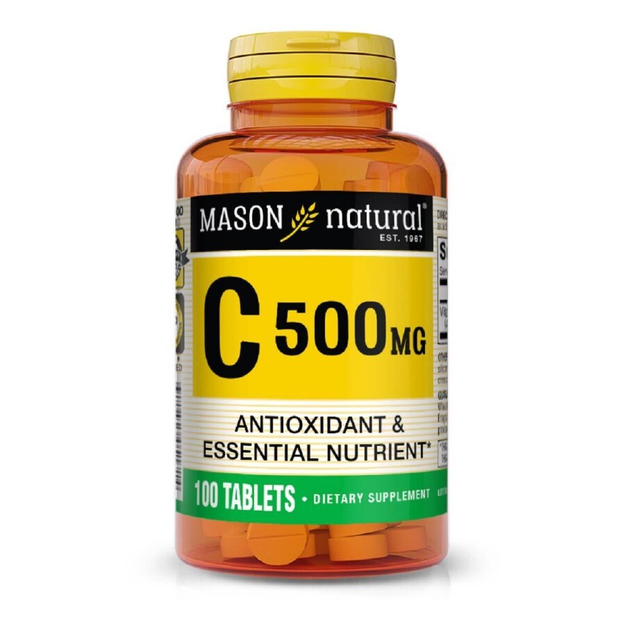 Вітамін С 500 мг, Vitamin C, Mason Natural, 100 таблеток: ціни та характеристики