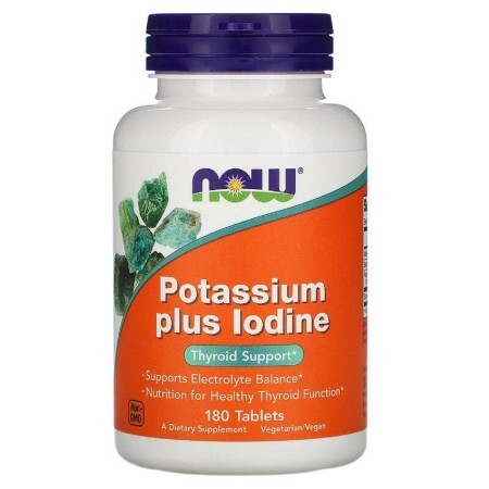 Калій плюс йод, Potassium Plus Iodine, Now Foods, 180 таблеток