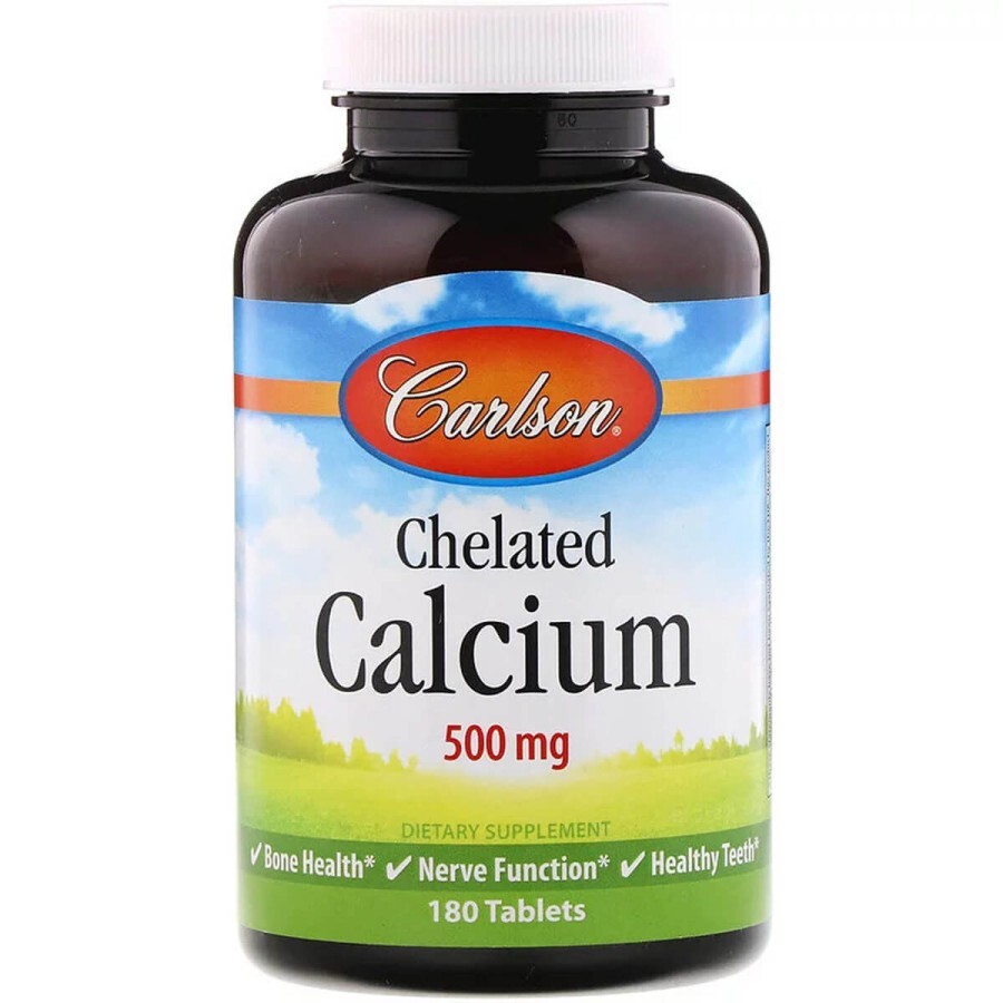 Кальций Хелат, Chelated Calcium, Carlson, 500 мг, 180 таблеток: цены и характеристики