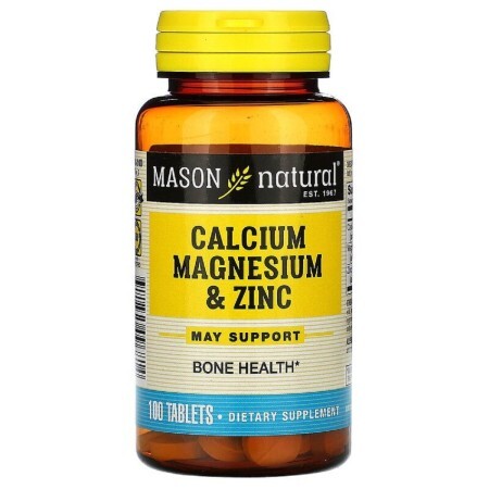 Кальцій, магній та цинк, Calcium Magnesium & Zinc, Mason Natural, 100 таблеток