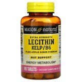 Лецитин з морськими водоростями, вітаміном В6 та яблучним оцтом, Extra Strength Lecithin Kelp/B6 Plus Apple Cider Vinegar, Mason Natural, 100 таблеток