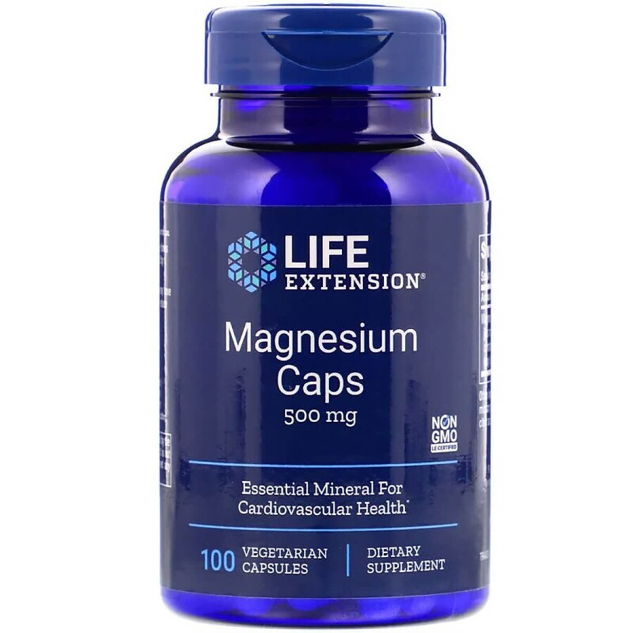 Магній, Magnesium, Life Extension, 500 мг, 100 вегетаріанських капсул: ціни та характеристики