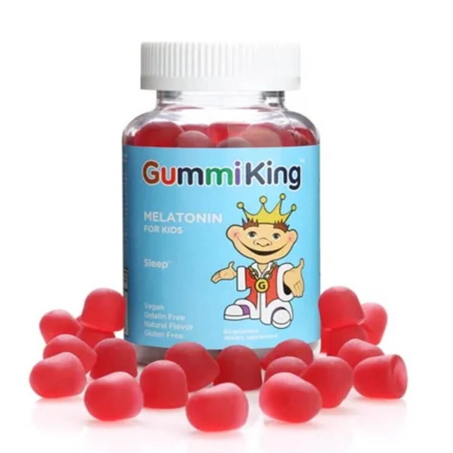 Мелатонін для дітей, смак полуниці, Melatonin, GummiKing, 60 жувальних цукерок: ціни та характеристики