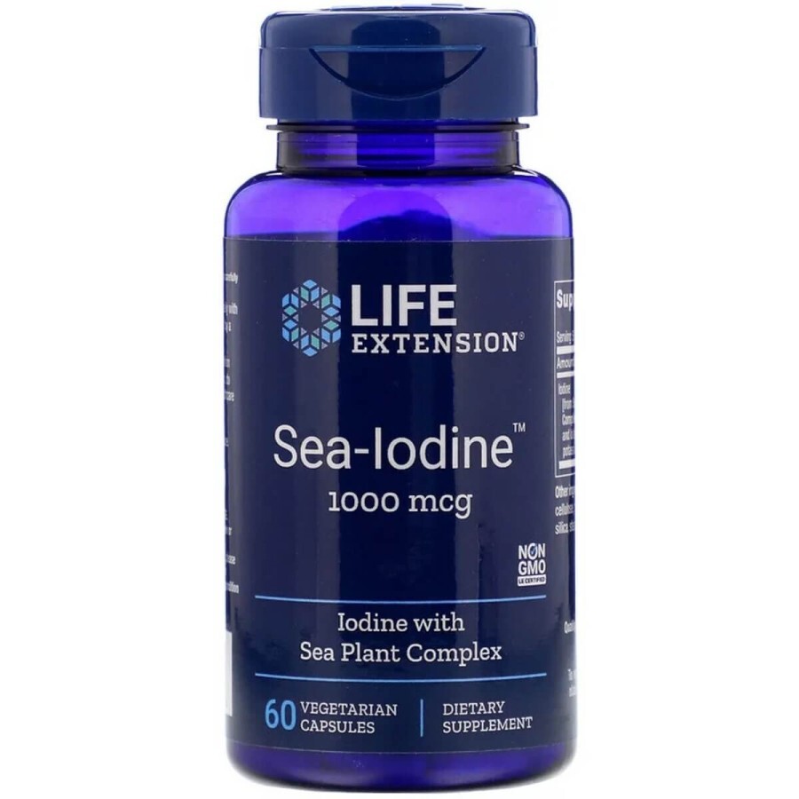 Морской Йод, Sea-Iodine, Life Extension, 1000 мкг, 60 вегетарианских капсул: цены и характеристики