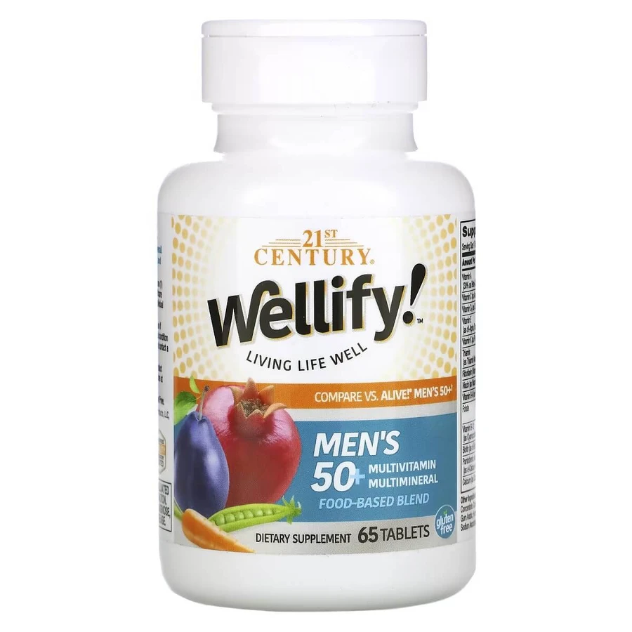 Мультивитамины для Мужчин 50+, Wellify, Men's 50+ Multivitamin Multimineral, 21st Century, 65 таблеток: цены и характеристики