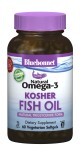 Натуральная Омега-3 из Кошерного Рыбьего Жира, Bluebonnet Nutrition, 60 желатиновых капсул