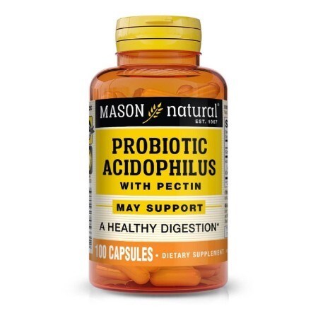 Пробиотик с пектином, Probiotic Acidophilus With Pectin, Mason Natural, 100 капсул