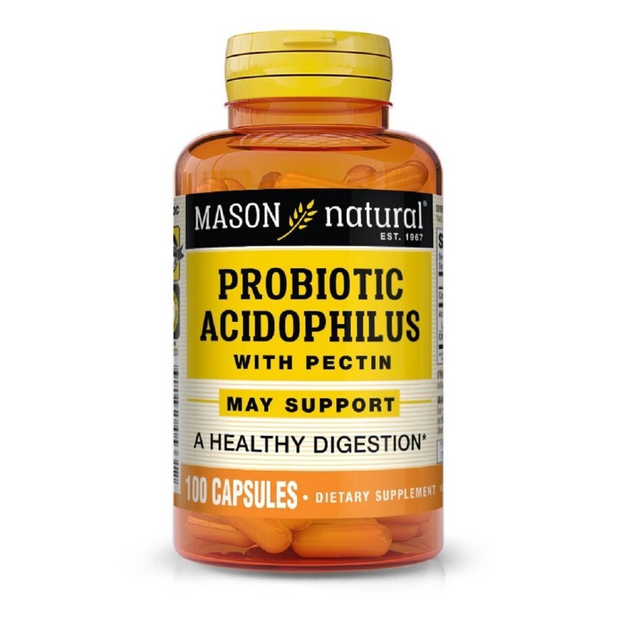Пробиотик с пектином, Probiotic Acidophilus With Pectin, Mason Natural, 100 капсул: цены и характеристики