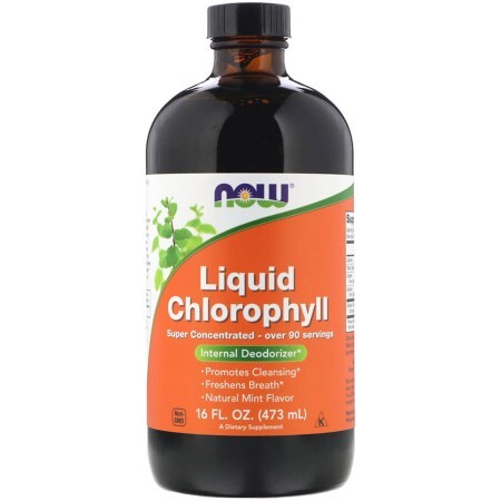 Жидкий Хлорофилл, Liquid Chlorophyll, Now Foods, мятный вкус, 473 мл
