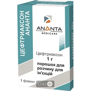 Цефтриаксон Ананта пор. д/р-ну д/ін. 1 г фл.