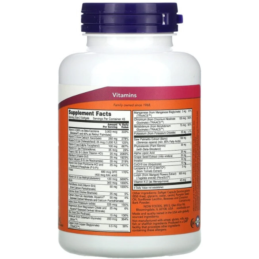 Мультивітаміни для чоловіків, Adam, Men's Multi, Now Foods, 90 гелевих капсул: ціни та характеристики