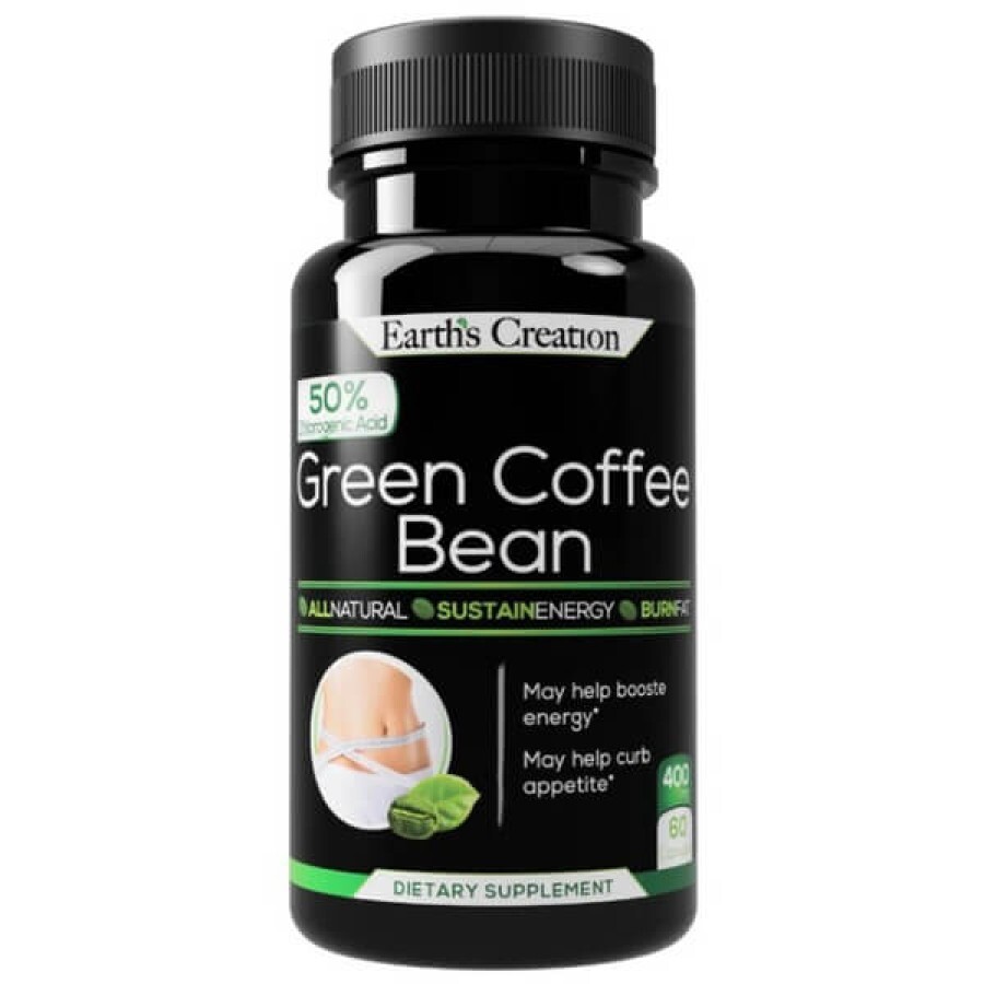 Жиросжигатель Earth‘s Creation Green Coffee G50 400 мг, 60 капсул: цены и характеристики