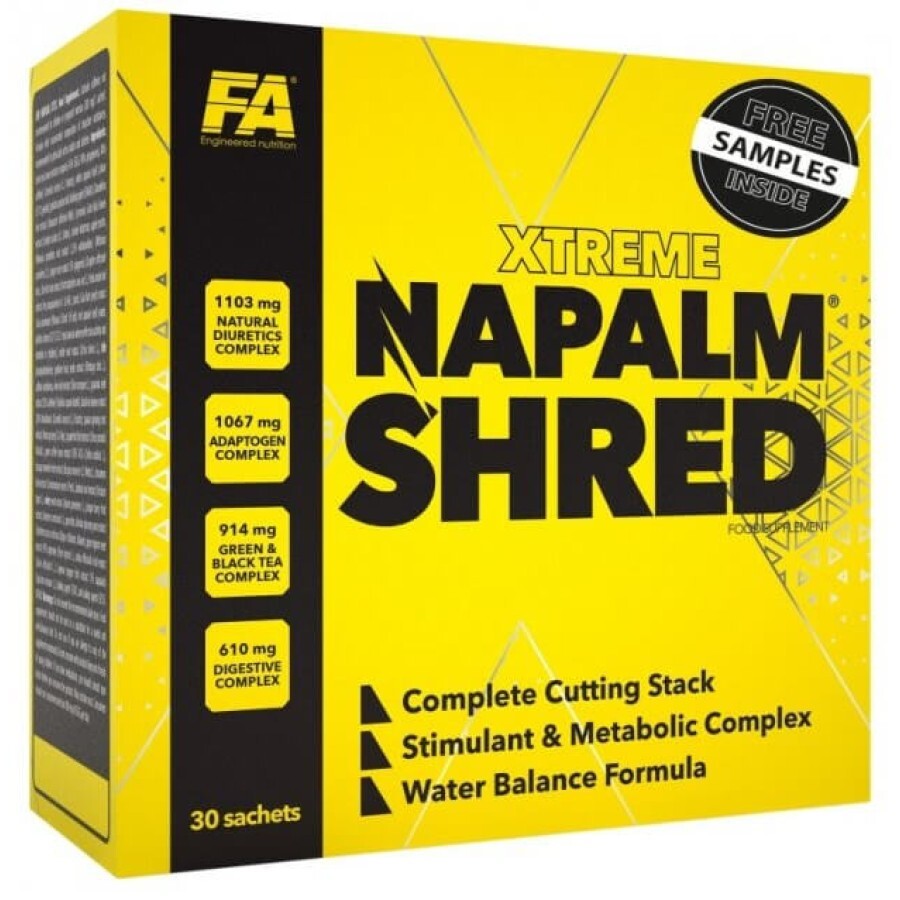 Жироспалювач Fitness Authority Napalm Shred, 30 пакетиків: ціни та характеристики