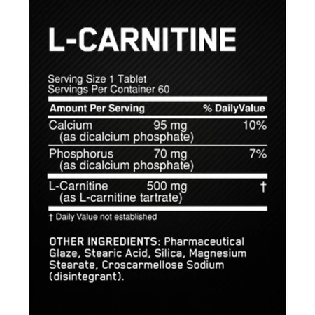 Жироспалювач Optimum Nutrition L-carnitine 500, 60 таблеток: ціни та характеристики