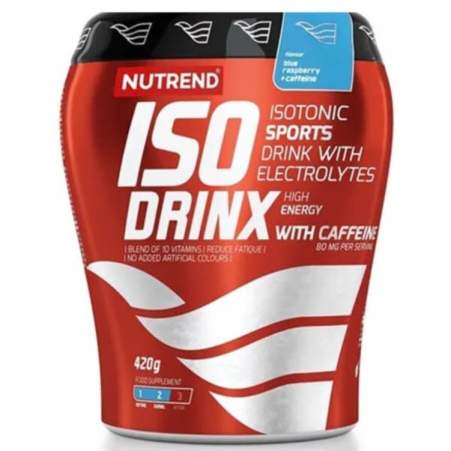Ізотонік Nutrend IsoDrinx with Caffeine Ожина, 420 г: ціни та характеристики
