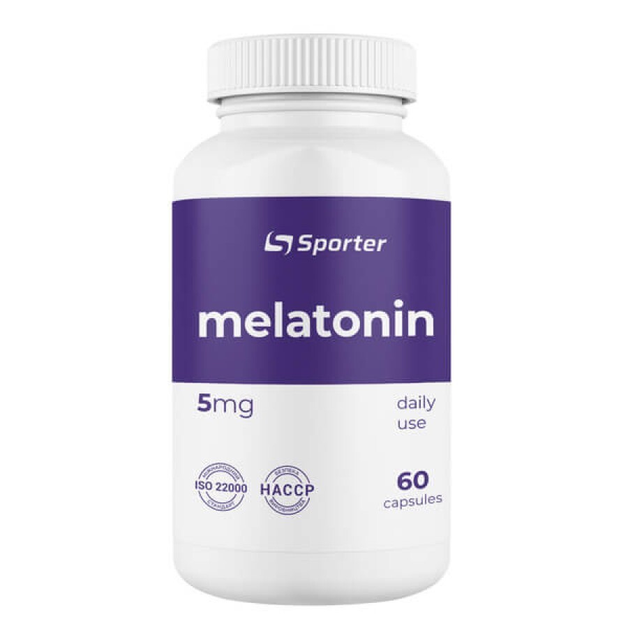 Мелатонін Sporter Melatonin 5 мг, 60 капсул: ціни та характеристики