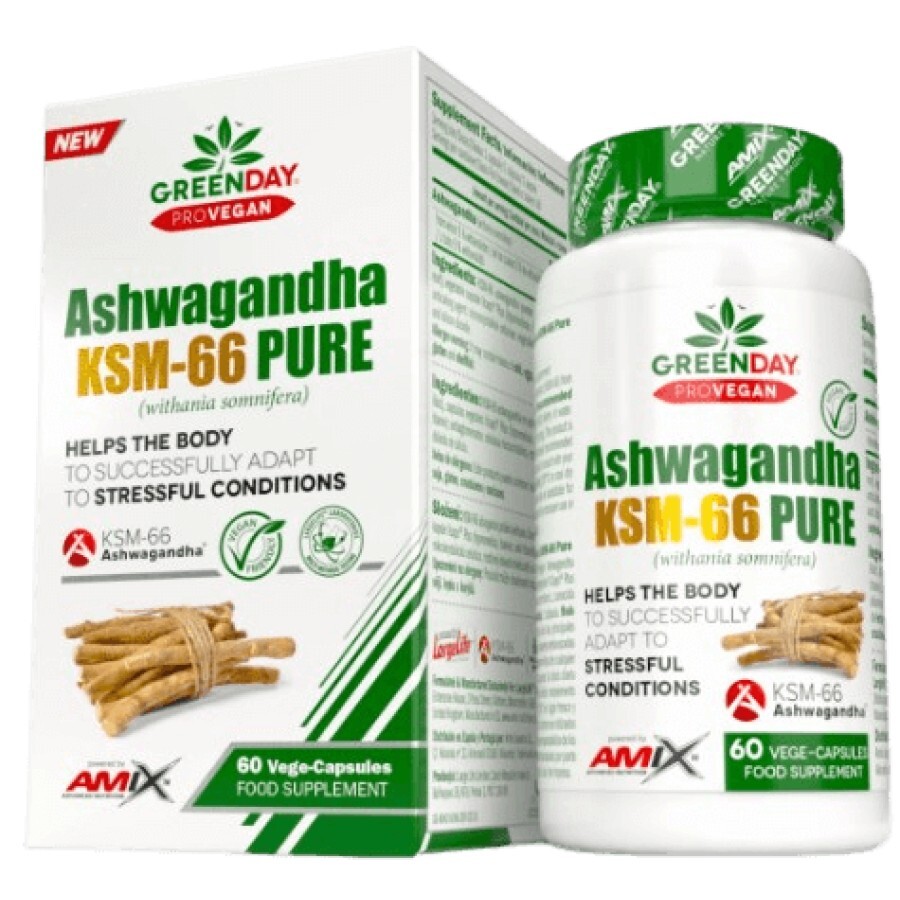 Ашваганда Amix GreenDay ProVegan Ashwagandha KSM-66, 60 веганських капсул: ціни та характеристики