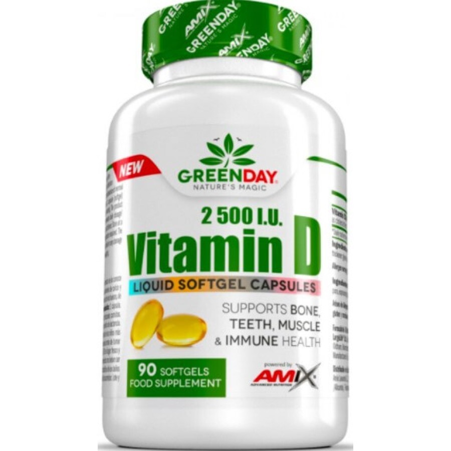 Вітамін Д3 Amix GreenDay Vitamin D3 2500I.U, 90 софт гель: ціни та характеристики