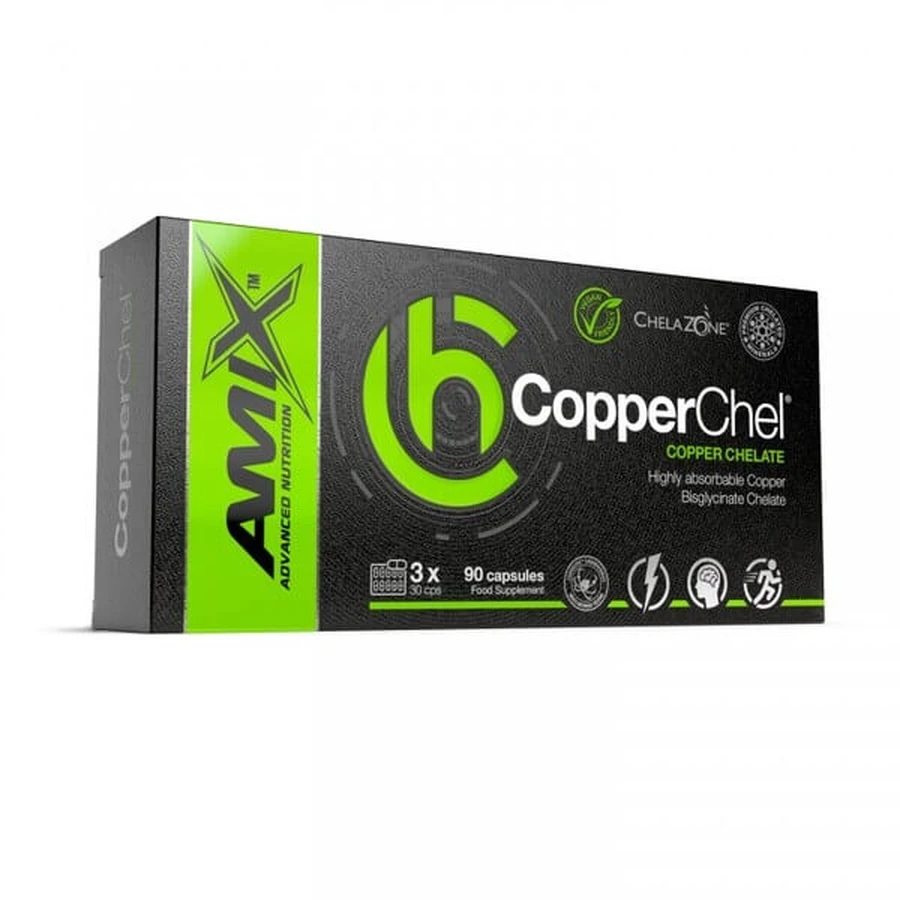 Мідь Amix ChelaZone CopperChel Copper Bisglycinate Chelate, 90 веганських капсул: ціни та характеристики