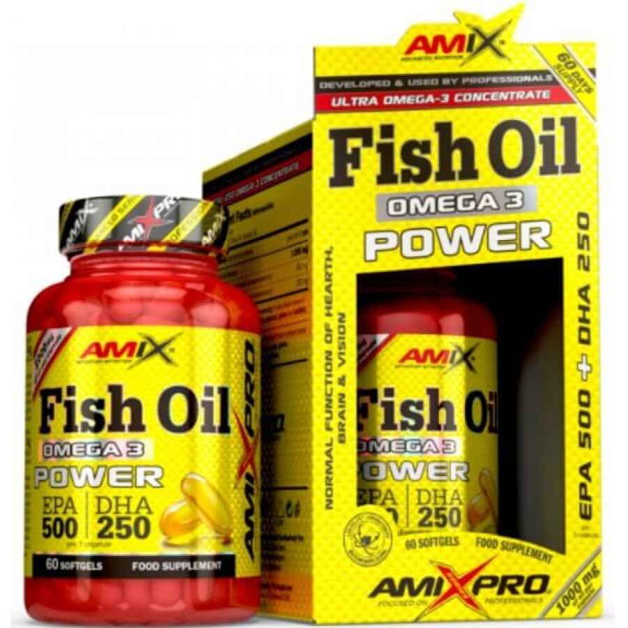 Омега 3 Amix AmixPro Fish Oil Omega3 (500mg/250mg), 60 софтгель: ціни та характеристики