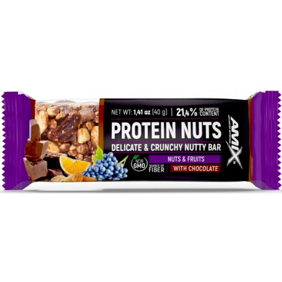 Протеїновий батончик Amix Protein Nuts Crunchy Nutty Bar Nuts&Fruits, 40 г: ціни та характеристики